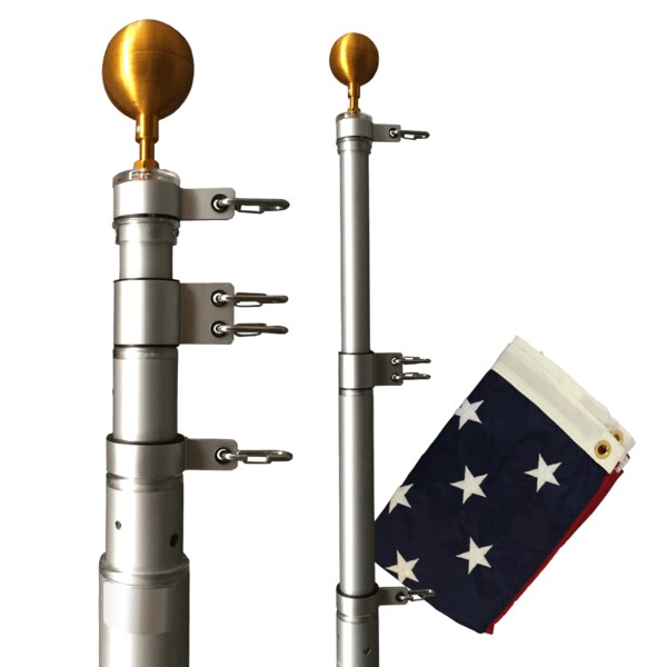 Heavy Duty Telescoping Flagpole 20' Silver
